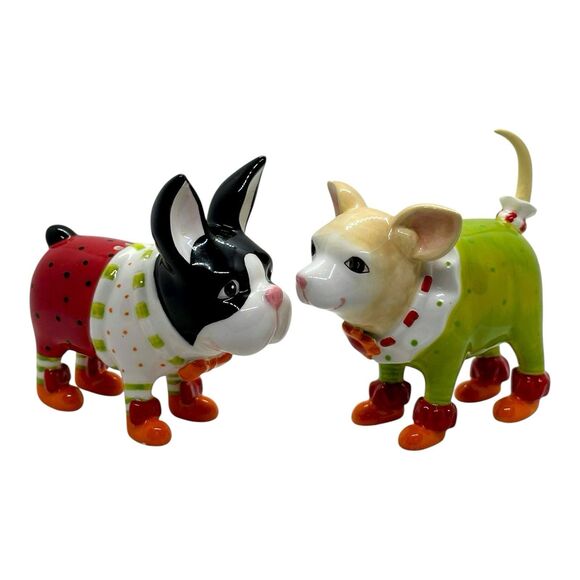 Patience Brewster Krinkles Chihuahua & Boston Terrier Salt & Pepper Shakers - Picture 5 of 14
